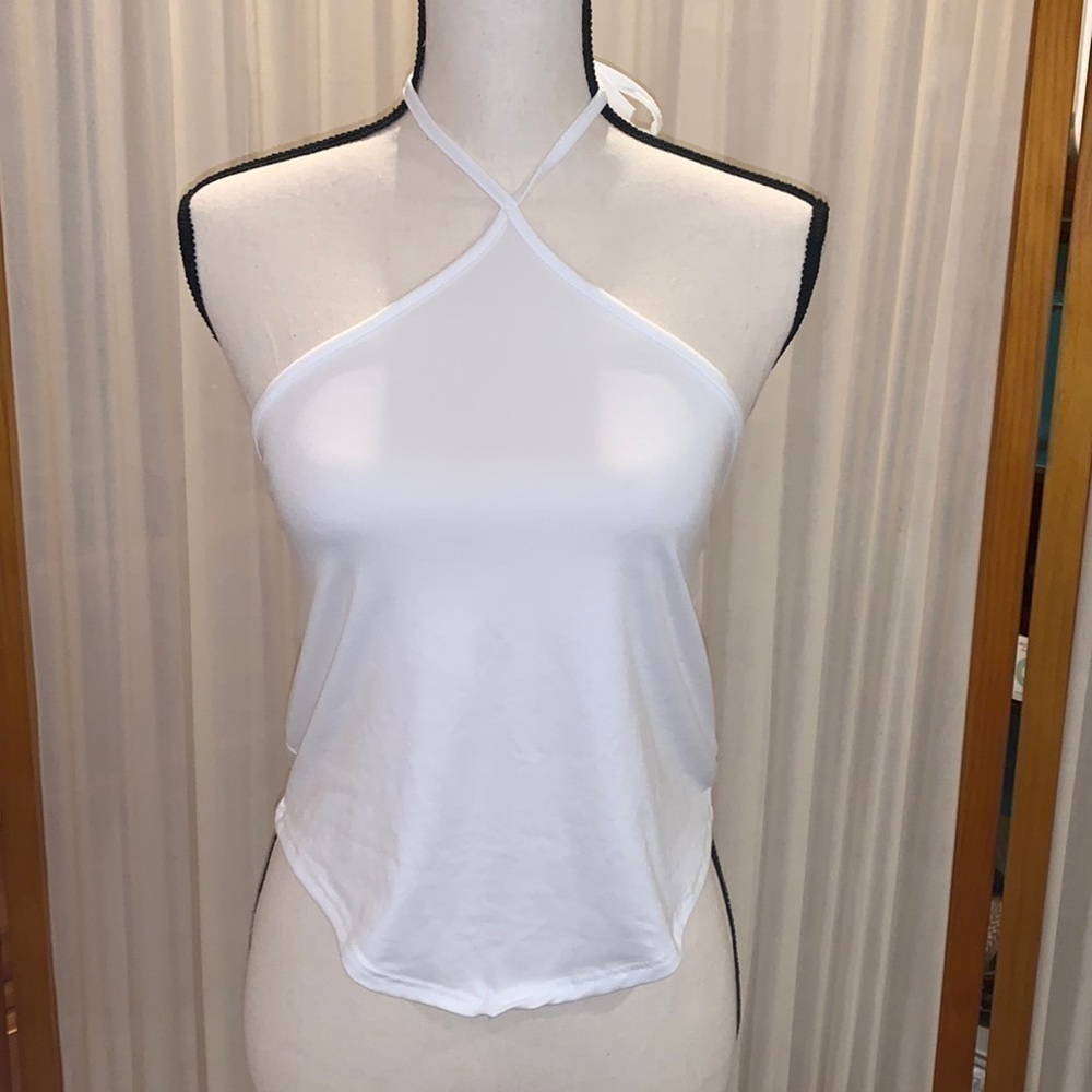 Womens White Crop Shirt, Size L - Picture 1 of 2